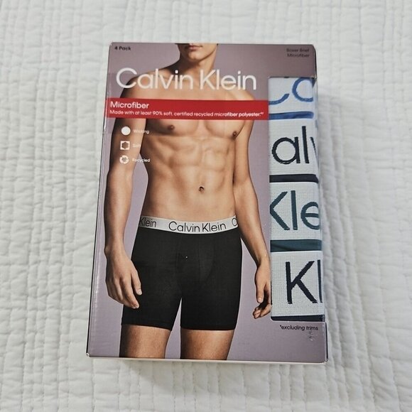 Calvin Klein 4 Pack Men's Boxer Briefs M (32-34) Blue Green Microfiber NEW Soft - Picture 1 of 16